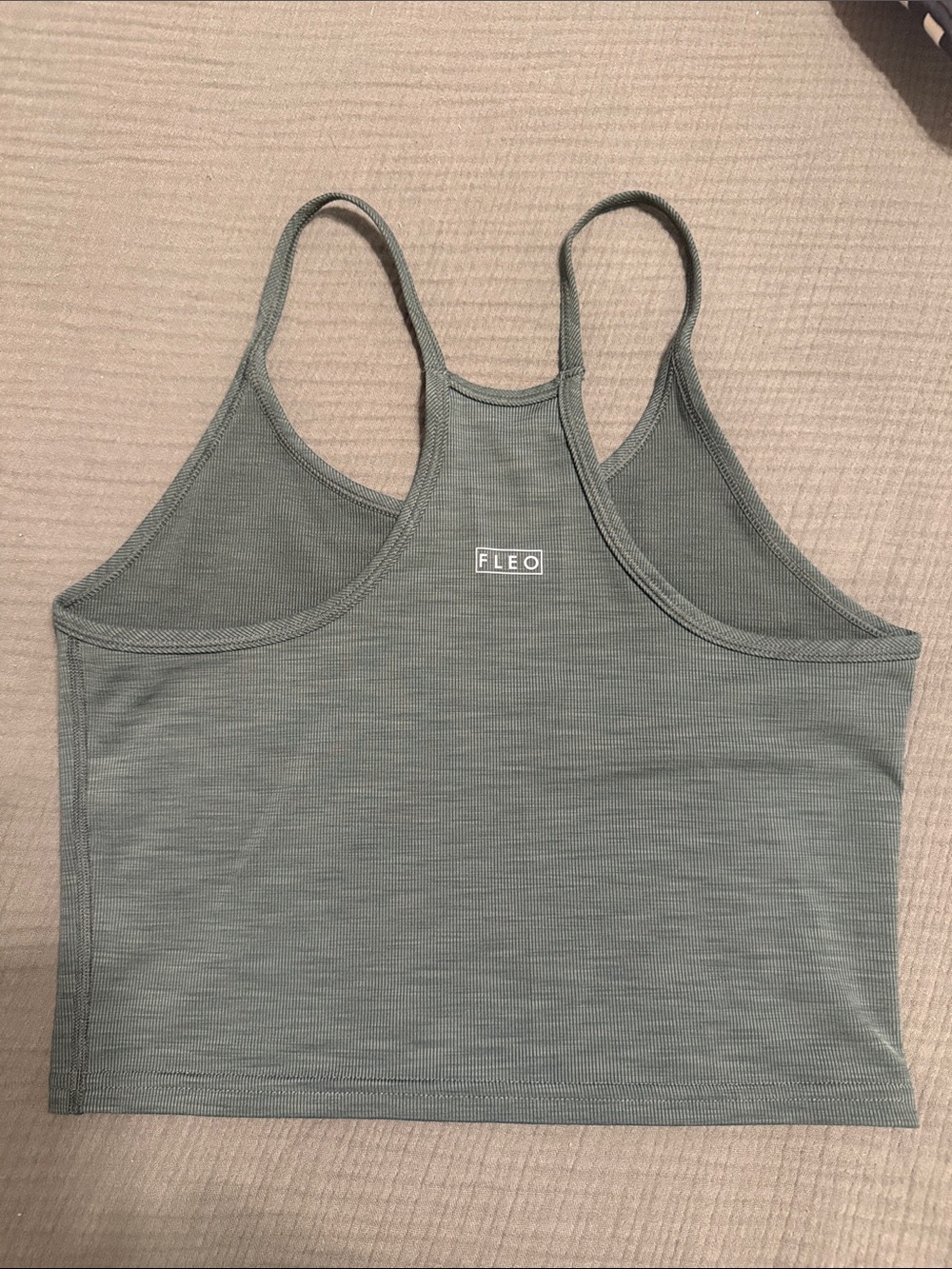 Fleo Sage Ribbed Racerback Crop Tank - Picture 2 of 3